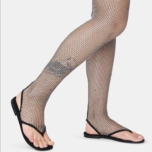 New Rhinestone Fishnet Over The Knee Sandals
